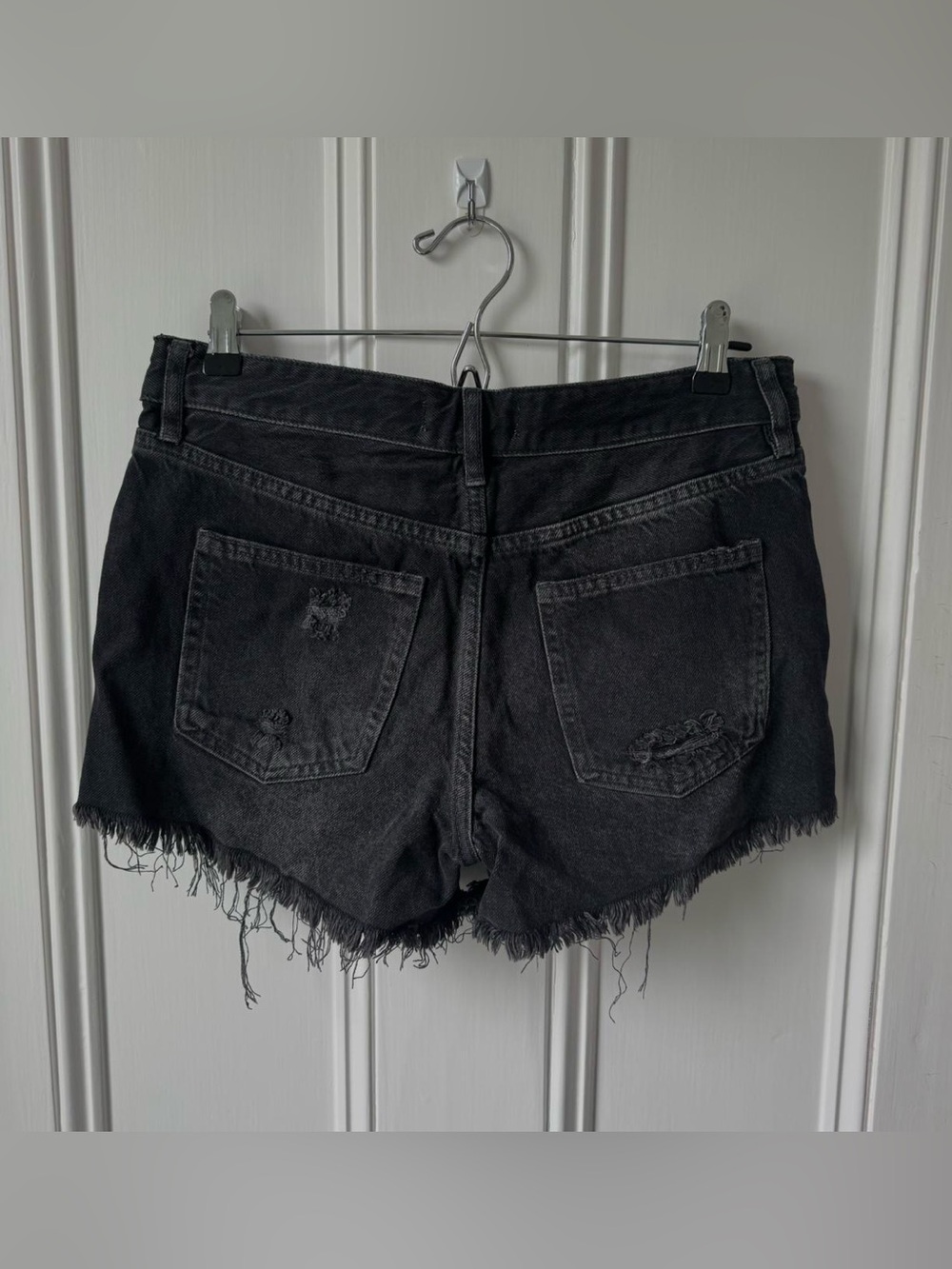 We The Free Black Distressed Denim Cutoff Shorts